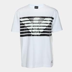 Emporio Armani White Jersey Logo Print T-Shirt XL