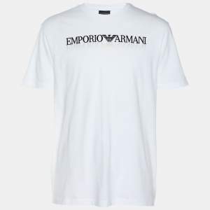 Emporio Armani White Cotton Logo Crew Neck T-Shirt L