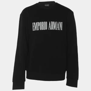 Emporio Armani Black Jersey Logo Print Cotton Sweatshirt M