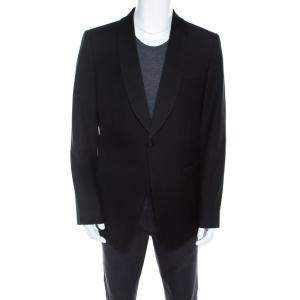 Pre Owned Emporio Armani Black Wool Satin Shawl Lapel Tuxedo Blazer 4XL