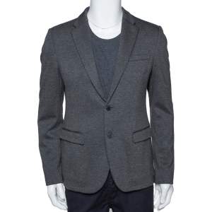Pre Owned Emporio Armani Grey Johny Line Two Buttoned Blazer L