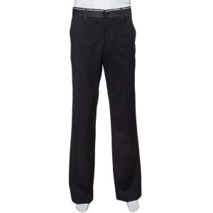 Emporio Armani Black Wool & Denim Waist Trim Trousers XL