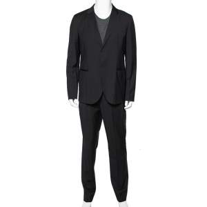 Emporio Armani Dark Blue Pinstriped Wool Single Breasted Suit XXL