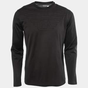 Emporio Armani Black Jersey Knit Logo Long-Sleeve T-Shirt L