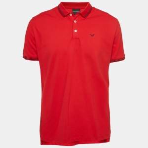 Emporio Armani Red Cotton Pique Polo T-Shirt 3XL