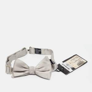 Emporio Armani Grey Satin Silk Bow Tie 