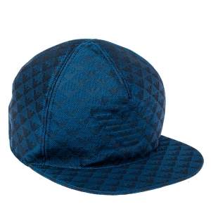 Pre Owned Emporio Armani Blue Monogram Pattern Baseball Cap S