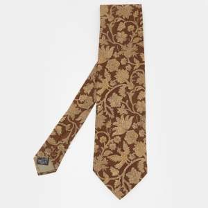 Emporio Armani Brown Floral printed Silk Tie