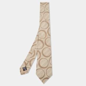 Emporio Armani Beige Patterned Silk Tie