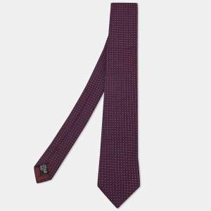 Pre Owned Emporio Armani Burgundy Jacquard Silk Tie