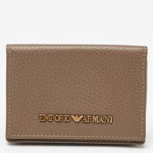 Emporio Armani Beige Leather Card Case