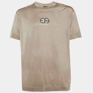 Emporio Armani Brown Jersey Logo Embroidered Crew Neck T-Shirt 3XL