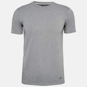 Emporio Armani Grey Patterned Knit Crew Neck T-Shirt S