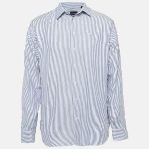 Emporio Armani Blue Pinstripe Cotton Modern Fit Shirt XL