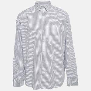 Emporio Armani Blue Pinstripe Cotton Modern Fit Shirt XXXL