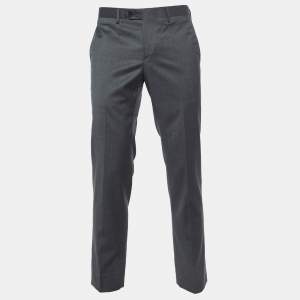 Pre Owned Emporio Armani Grey Virgin Wool Pants M