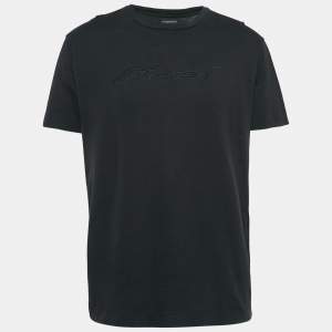 Emporio Armani Black Logo Embroidered Cotton Crew Neck T-Shirt XXL