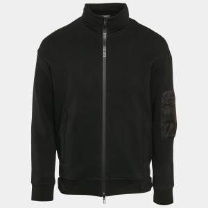Emporio Armani Black Neoprene Zip-Up Jacket M