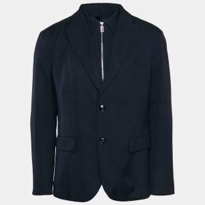 Emporio Armani Navy Blue Gabardine Blazer XL