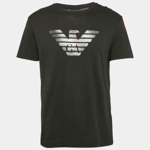 Emporio Armani Black Logo Print Cotton Crew Neck T-Shirt XL