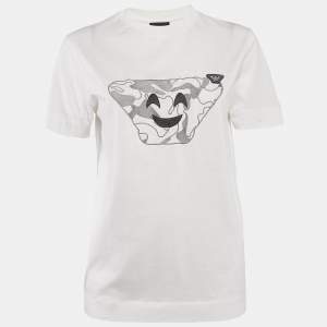 Emporio Armani White Embroidered Cotton T-Shirt XS