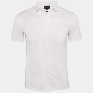 Emporio Armani Essential White Cotton Jersey Polo T-Shirt S