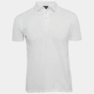 Emporio Armani White Cotton Pique Polo T-Shirt S