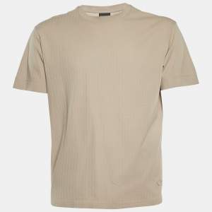 Emporio Armani Beige Textured Knit Crew Neck T-Shirt XL