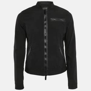 Emporio Armani Black Textured Synthetic Johnny Slim Fit Jacket M