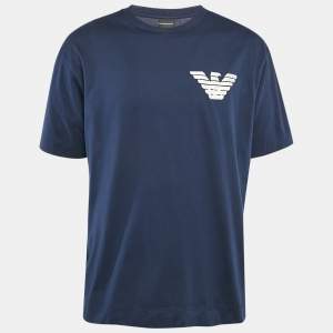 Emporio Armani Navy Blue Logo Applique Jersey T-Shirt XXL