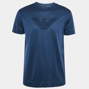 Emporio Armani Navy Blue Logo Embroidered Jersey T-Shirt XL