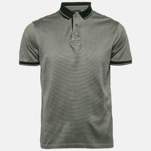 Emporio Armani Grey Cotton Knit Polo T-Shirt L