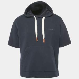 Emporio Armani Navy Blue Jersey Short Sleeve Hoodie L
