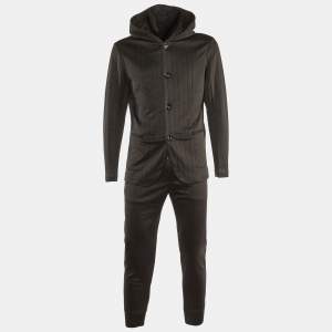 Emporio Armani Black Knit Hooded Jacket & Sweatpants L
