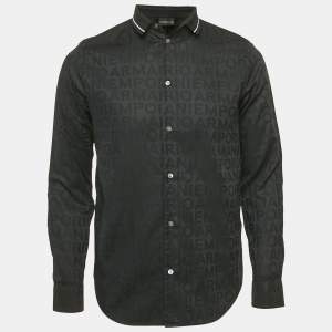 Emporio Armani Black Logo Cotton Regular Fit Shirt L