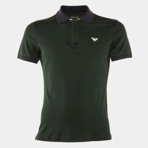 مملوكة مسبقًا Emporio Armani Green Cotton Polo T-Shirt M