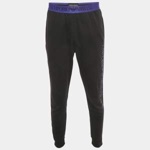 مملوكة مسبقًا Emporio Armani Underwear Black Cotton Logo Waistband Joggers M