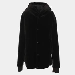 Pre Owned Emporio Armani Black Velvet Hoodie XXXL