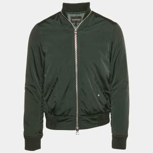 Pre Owned Emporio Armani Green Synthetic Bomber Jacket M
