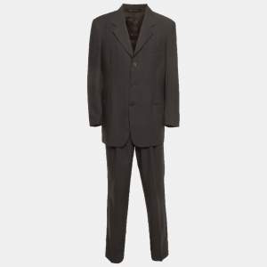 Pre Owned Emporio Armani Grey Wool Regular Fit Suit L