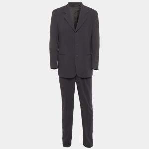 Pre Owned Emporio Armani Grey Wool Regular Fit Suit M