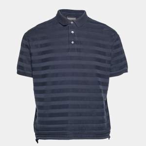 Pre Owned Emporio Armani Navy Blue Cotton Knit Polo T-Shirt 3XL