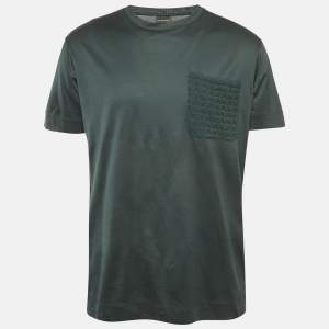 Pre Owned تي شيرت إمبريو أرماني جيرسي مطرز بشعار خمري مقاس ضخم - إكس لارج