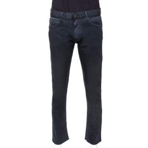 Pre Owned Emporio Armani Dark Grey Overdyed Denim Slim Fit Jeans L