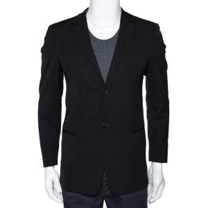 Pre Owned Emporio Armani Black Stretch Wool Sean Line Blazer S