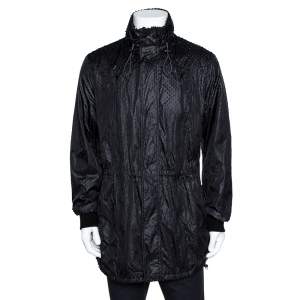 Pre Owned Emporio Armani Black Perforated Emile Line Jacket XL