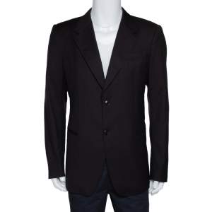 Pre Owned Emporio Armani Dark Brown Pinstriped Wool Josh Line Jacket XXXL