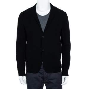Emporio Armani Black Stretch Wool Two Button Blazer M
