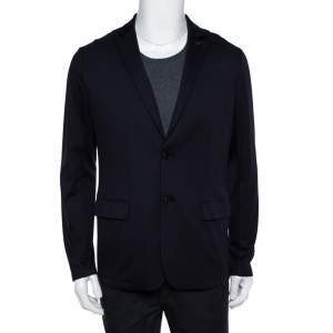 Pre Owned Emporio Armani Navy Blue Knit blazer XL