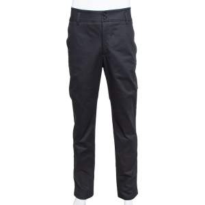 Emporio Armani Black Cotton High Waist Tailored Trousers XL